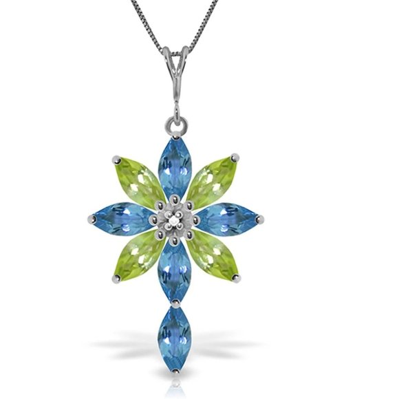 2 Carat 14K White Gold Necklace Diamond Blue Topaz - Picture 1 of 2